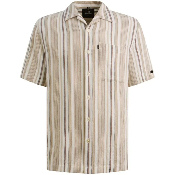 Short Sleeve Shirt Dobby Stripe - Blauw Dessin