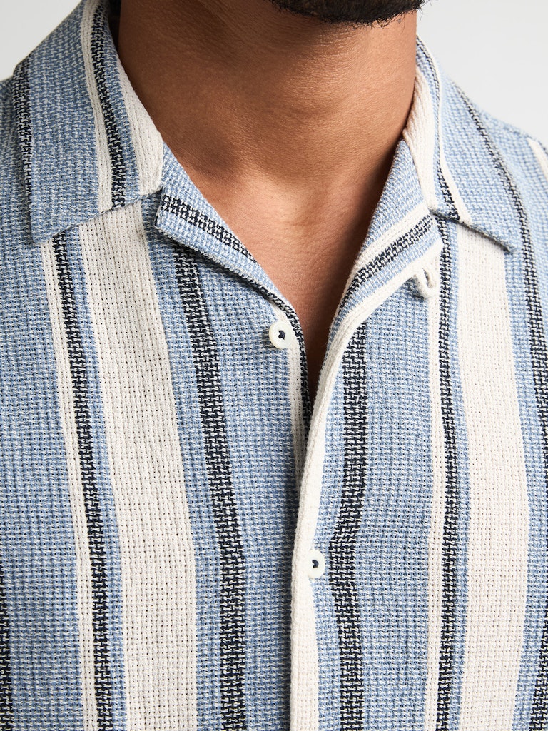 Men Shirt Short Sleeve Aop - Blauw Dessin