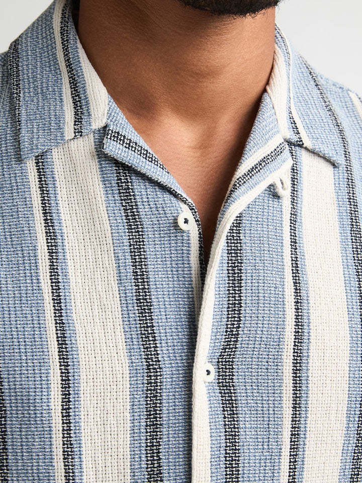 Men Shirt Short Sleeve Aop - Blauw Dessin