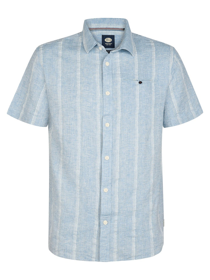 Men Shirt Short Sleeve Uni - Blauw Dessin