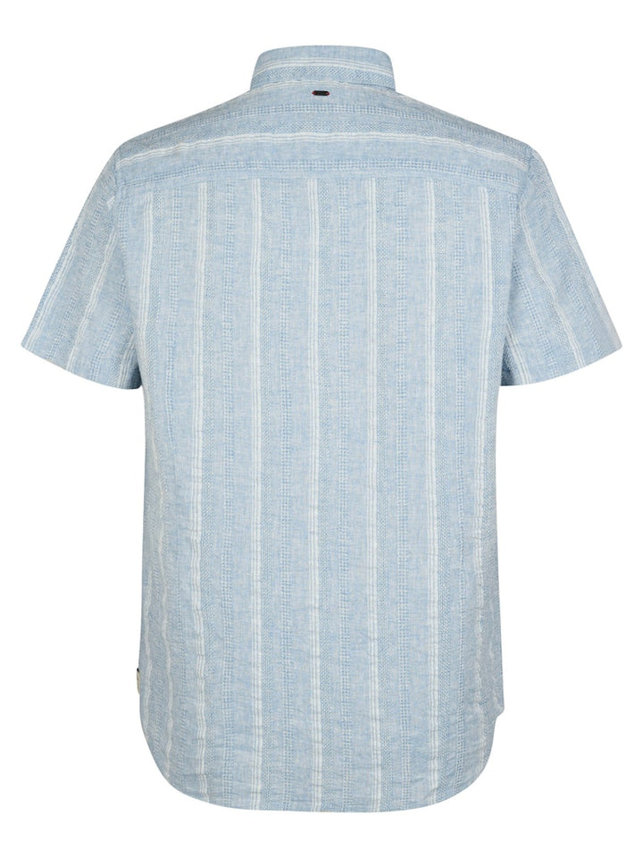 Men Shirt Short Sleeve Uni - Blauw Dessin