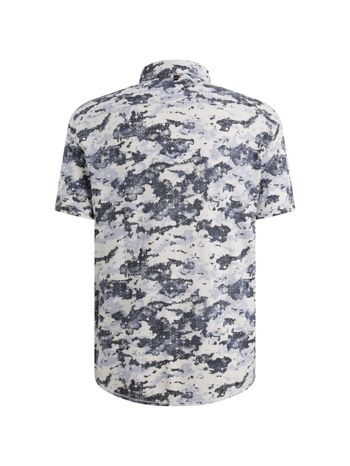 Short Sleeve Shirt Print On Pique - Blauw Dessin