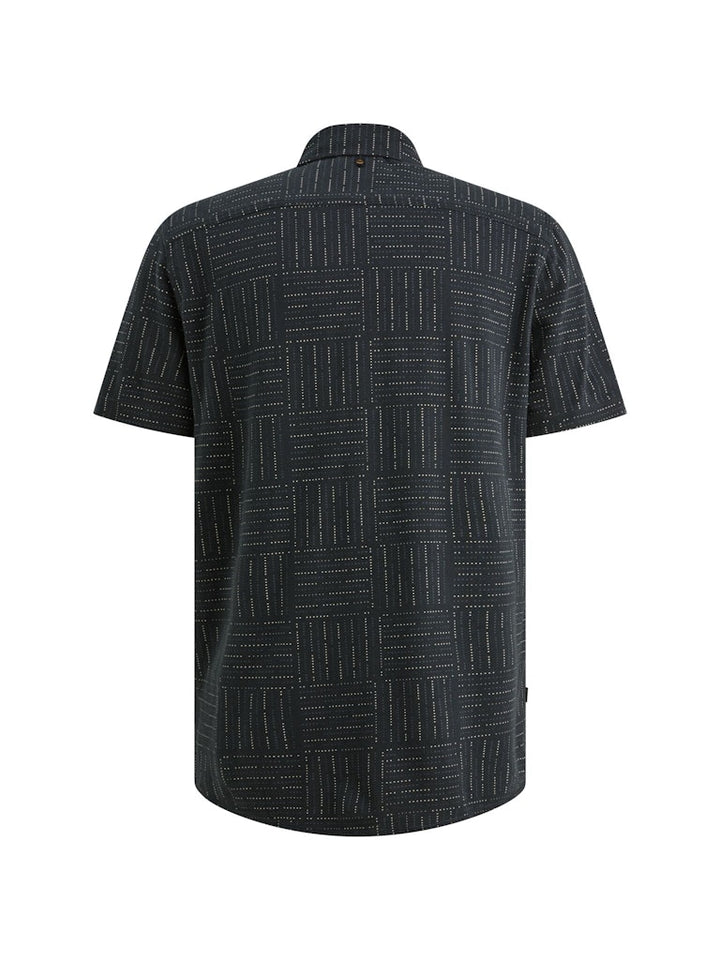 Short Sleeve Shirt Print On Pique - Blauw Dessin
