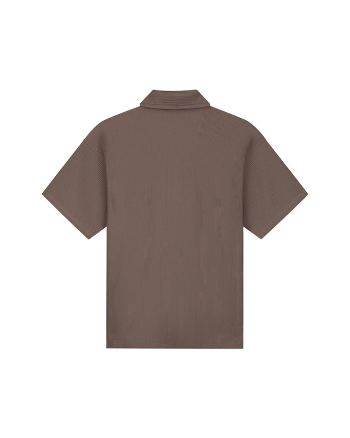 Ribbed Camp Colour Shirt S/s - Bruin