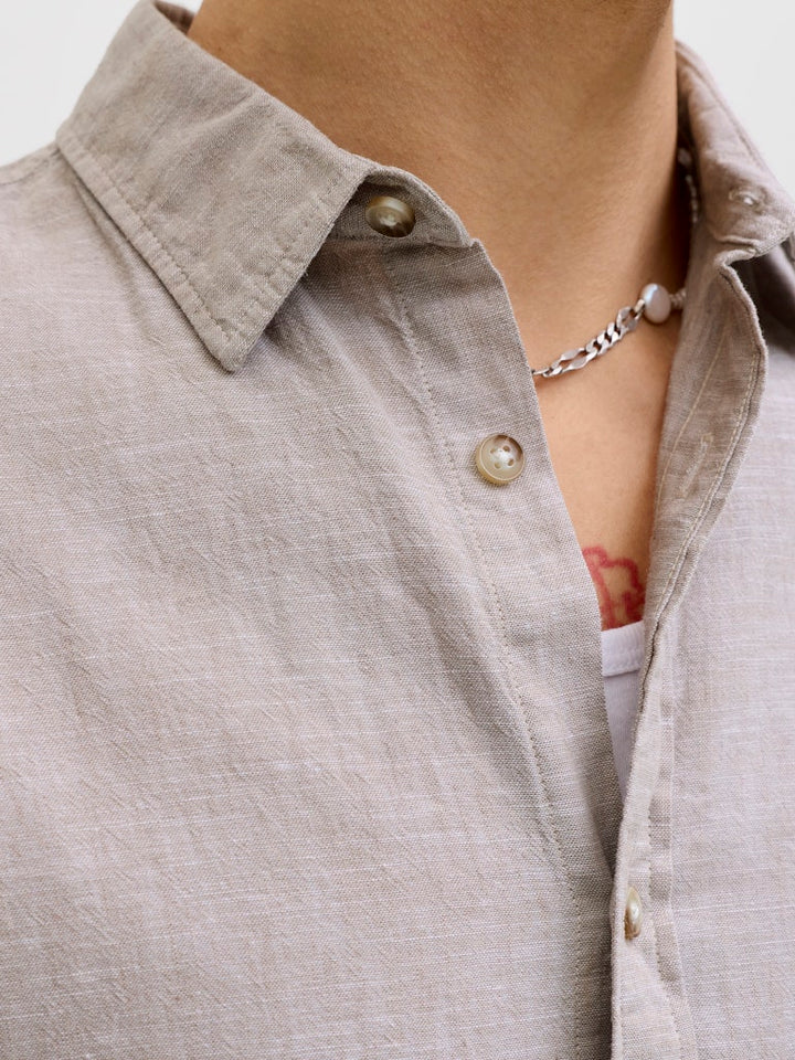 Jjesummer Linen Blend Shirt S/s Sn - Licht Bruin