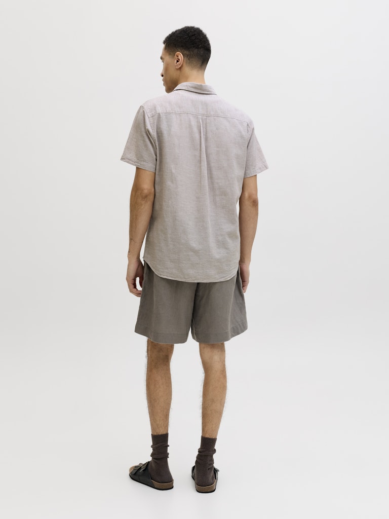 Jjesummer Linen Blend Shirt S/s Sn - Licht Bruin