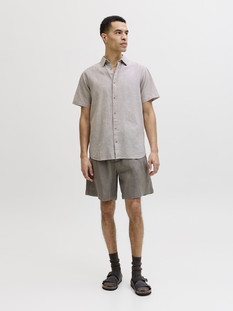 Jjesummer Linen Blend Shirt S/s Sn - Licht Bruin