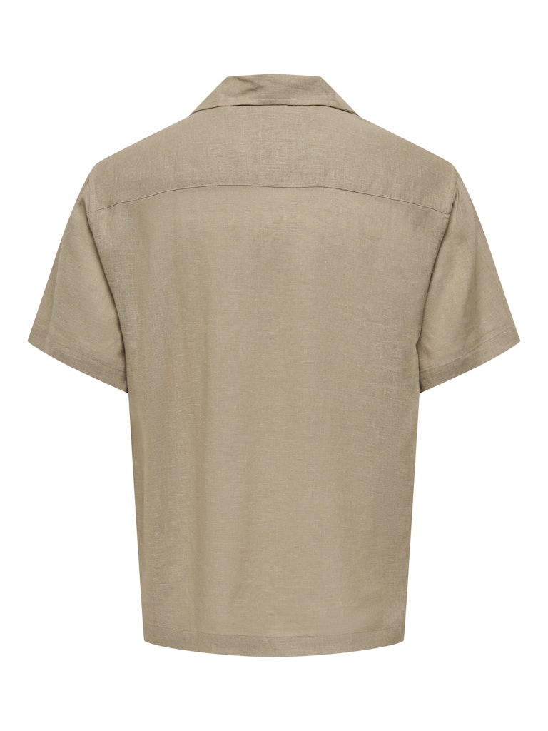 Onslaurence Linen Resort Collar Ss - Taupe