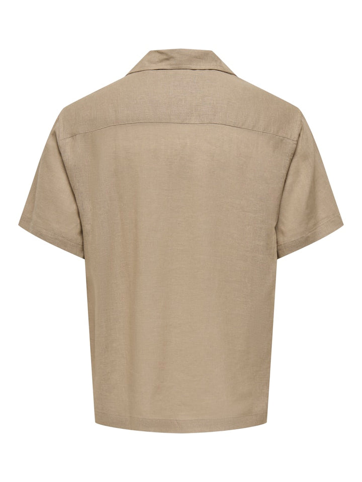 Onslaurence Linen Resort Collar Ss - Taupe