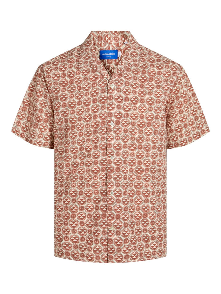 Jorluke Seersucker Resort Shirt Ss - Bruin Dessin