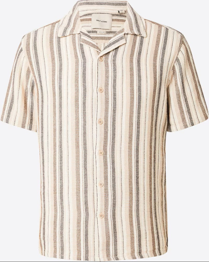 Onstrev Life Reg Stripe Ss Shirt No - Bruin Dessin