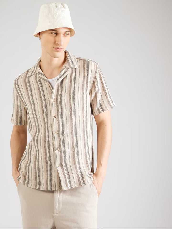 Onstrev Life Reg Stripe Ss Shirt No - Bruin Dessin