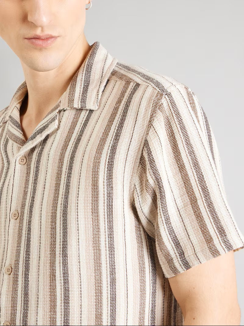 Onstrev Life Reg Stripe Ss Shirt No - Bruin Dessin