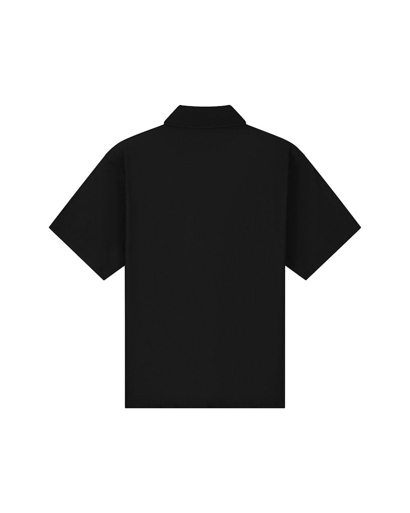 Ribbed Camp Colour Shirt S/s - Zwart