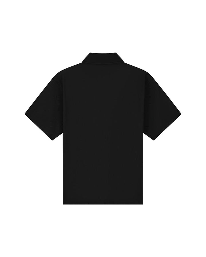 Ribbed Camp Colour Shirt S/s - Zwart