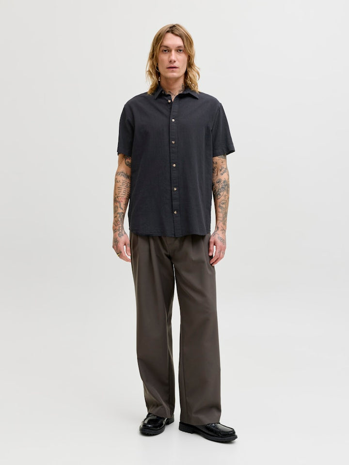 Jjesummer Linen Blend Shirt S/s Sn - Zwart