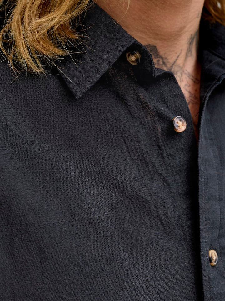 Jjesummer Linen Blend Shirt S/s Sn - Zwart