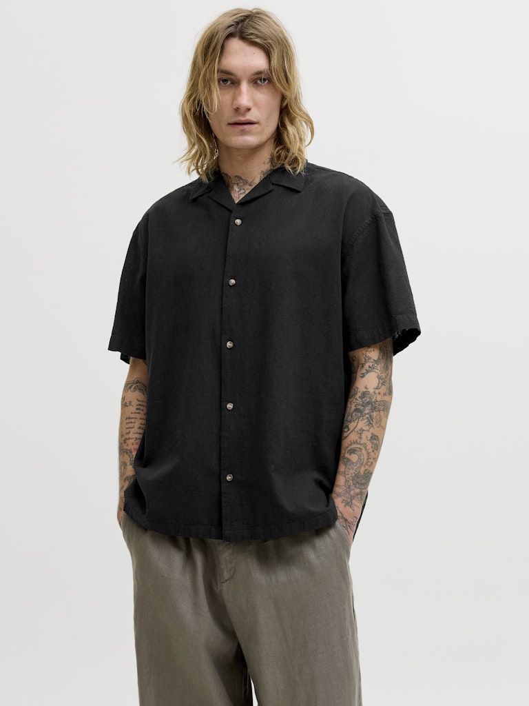 Jjesummer Linen Blend Resort Shirt Ss Sn - Zwart