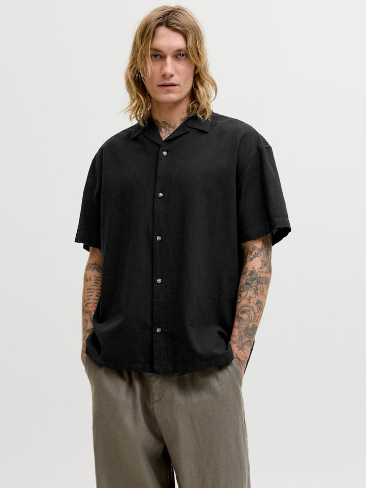 Jjesummer Linen Blend Resort Shirt Ss Sn - Zwart