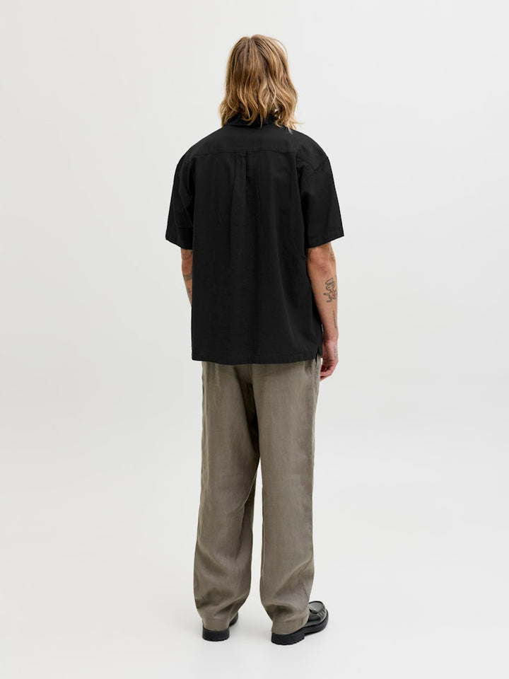 Jjesummer Linen Blend Resort Shirt Ss Sn - Zwart
