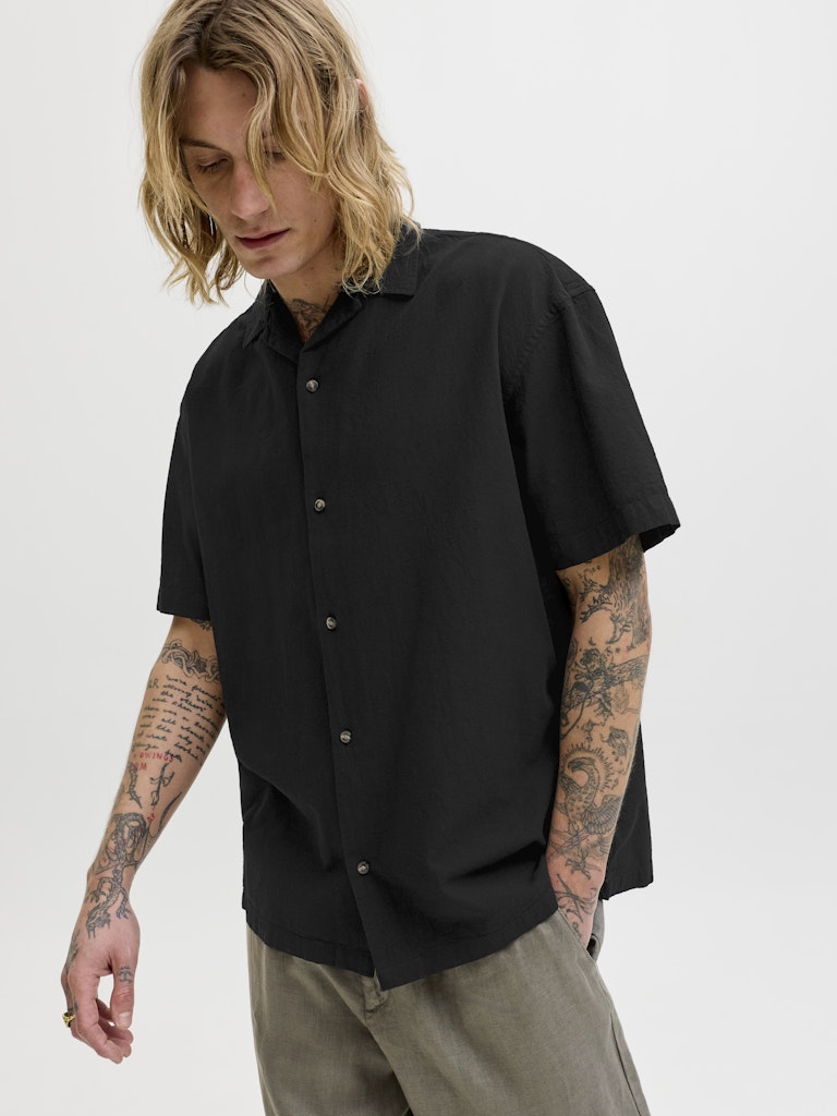 Jjesummer Linen Blend Resort Shirt Ss Sn - Zwart
