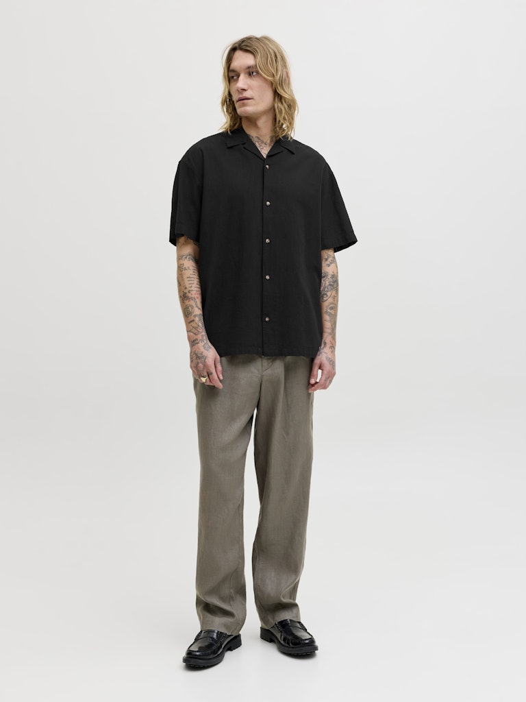 Jjesummer Linen Blend Resort Shirt Ss Sn - Zwart