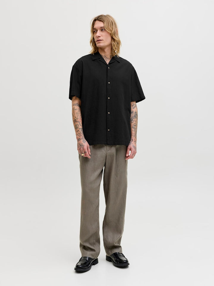 Jjesummer Linen Blend Resort Shirt Ss Sn - Zwart