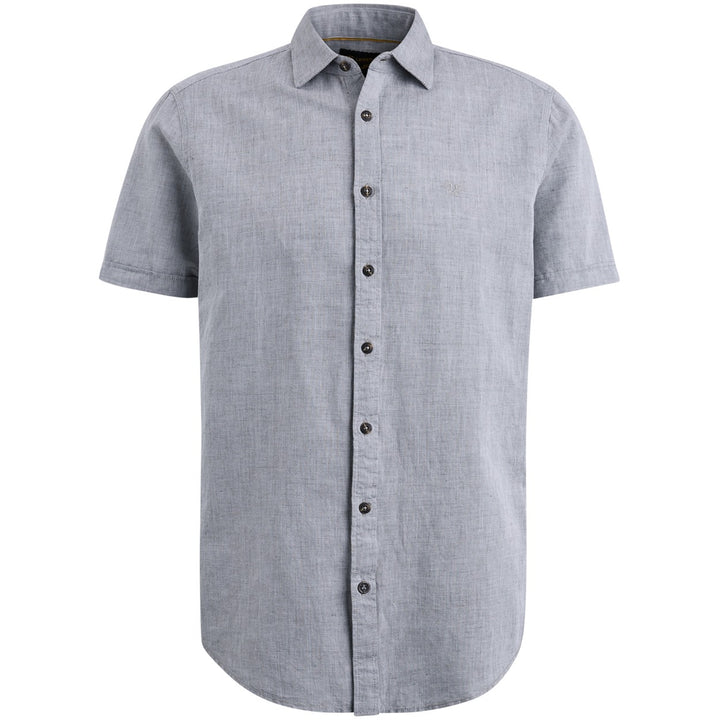 Short Sleeve Shirt Ctn Linen 2tone - Grijs Melee
