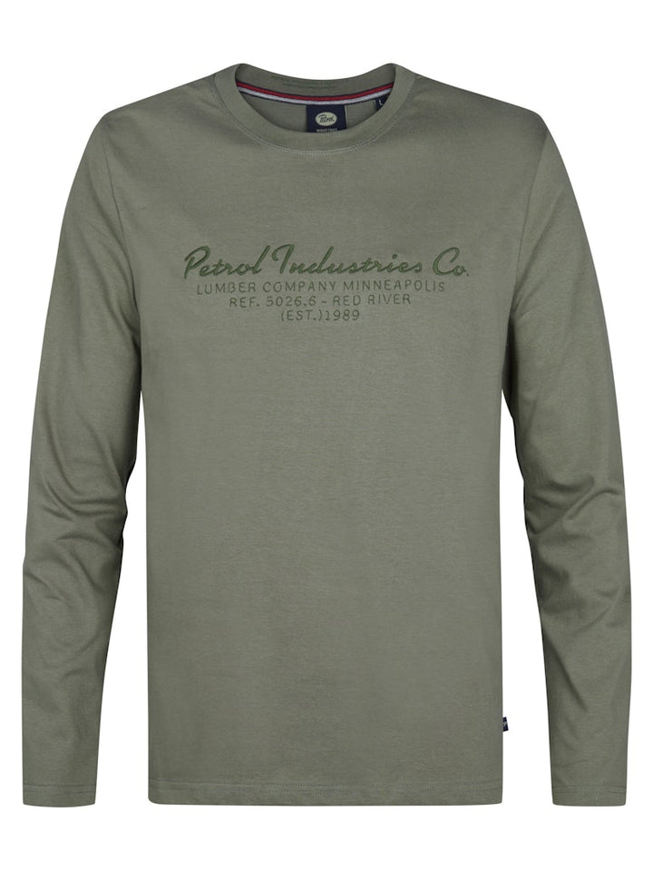 Men T-shirt Ls Classic Print - Army