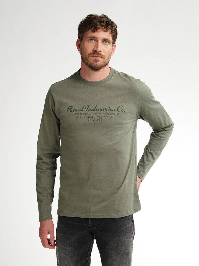 Men T-shirt Ls Classic Print - Army