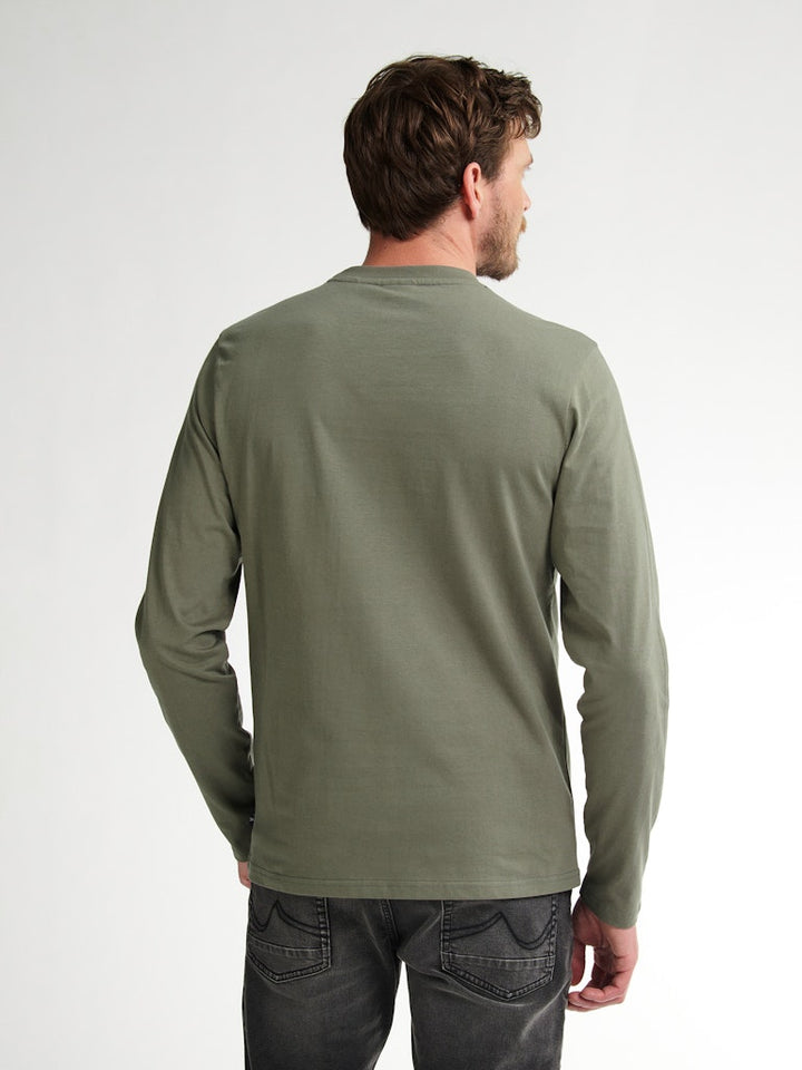 Men T-shirt Ls Classic Print - Army
