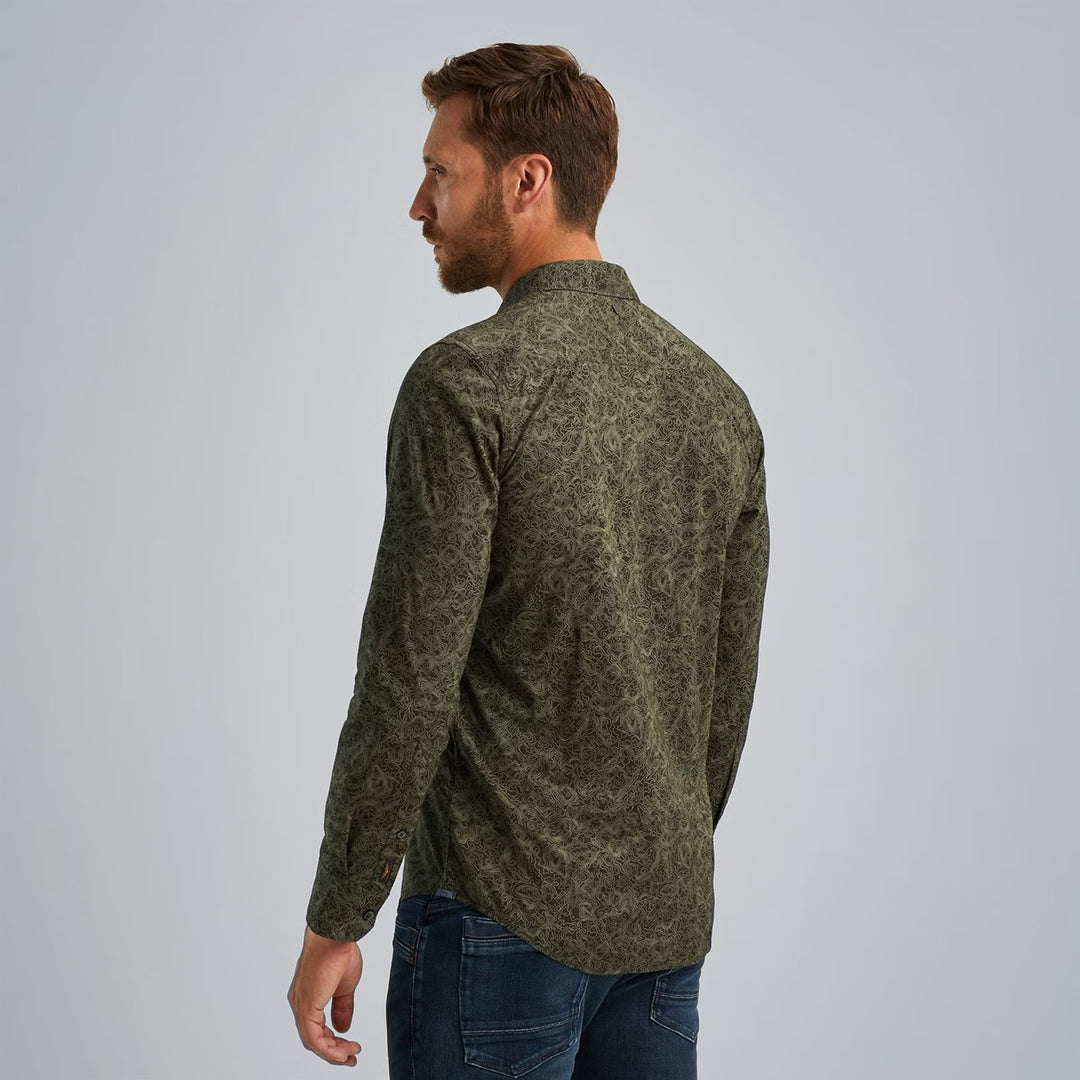 Long Sleeve Shirt Print On Poplin - Donkergroen