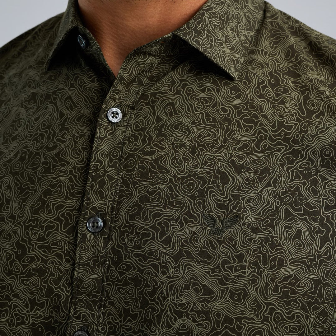 Long Sleeve Shirt Print On Poplin - Donkergroen