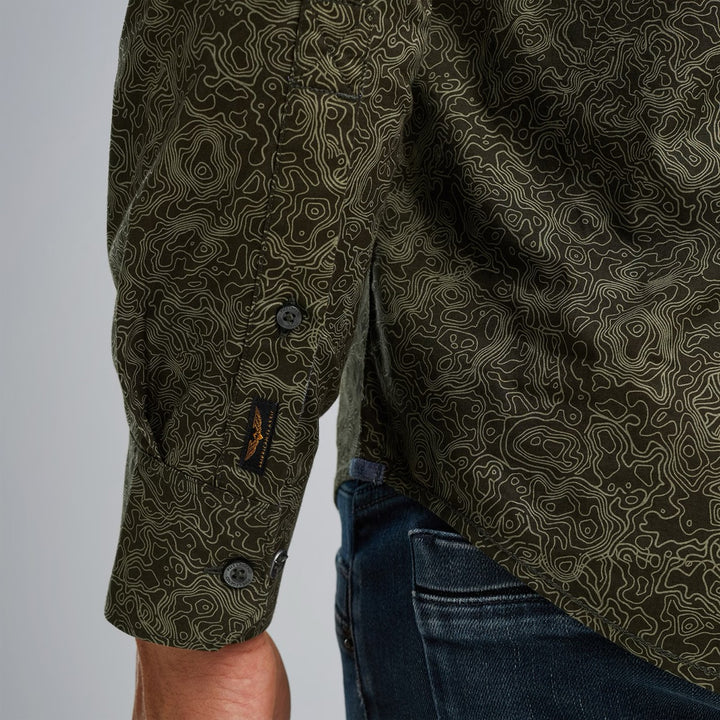 Long Sleeve Shirt Print On Poplin - Donkergroen