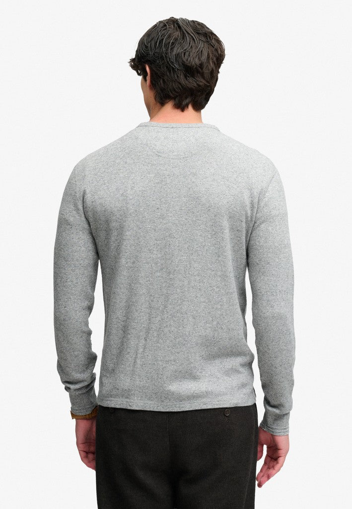 Mini Slub Waffle Long Sleeve Grandad Top - Grijs Melee