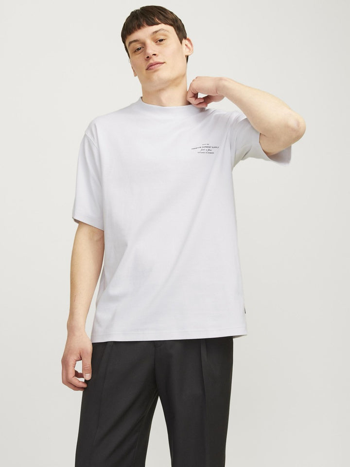 Jprblachad Branding Ss Crew Neck Te - Wit