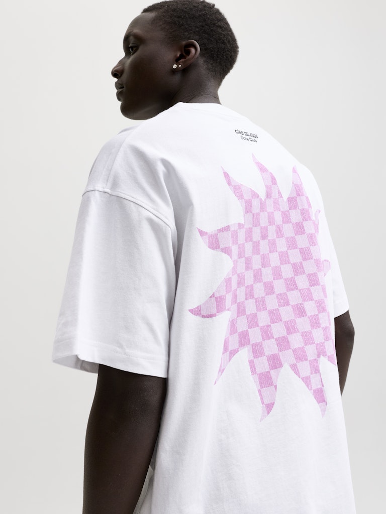 Jcosolana Checkered Back Tee Ss Crew - Off-white