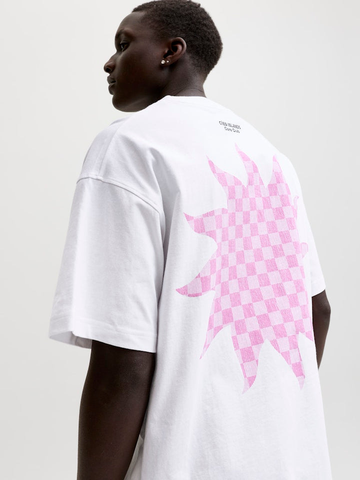 Jcosolana Checkered Back Tee Ss Crew - Off-white