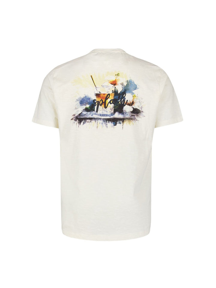 T-shirt Crewneck Placed Prints Slub - Ecru
