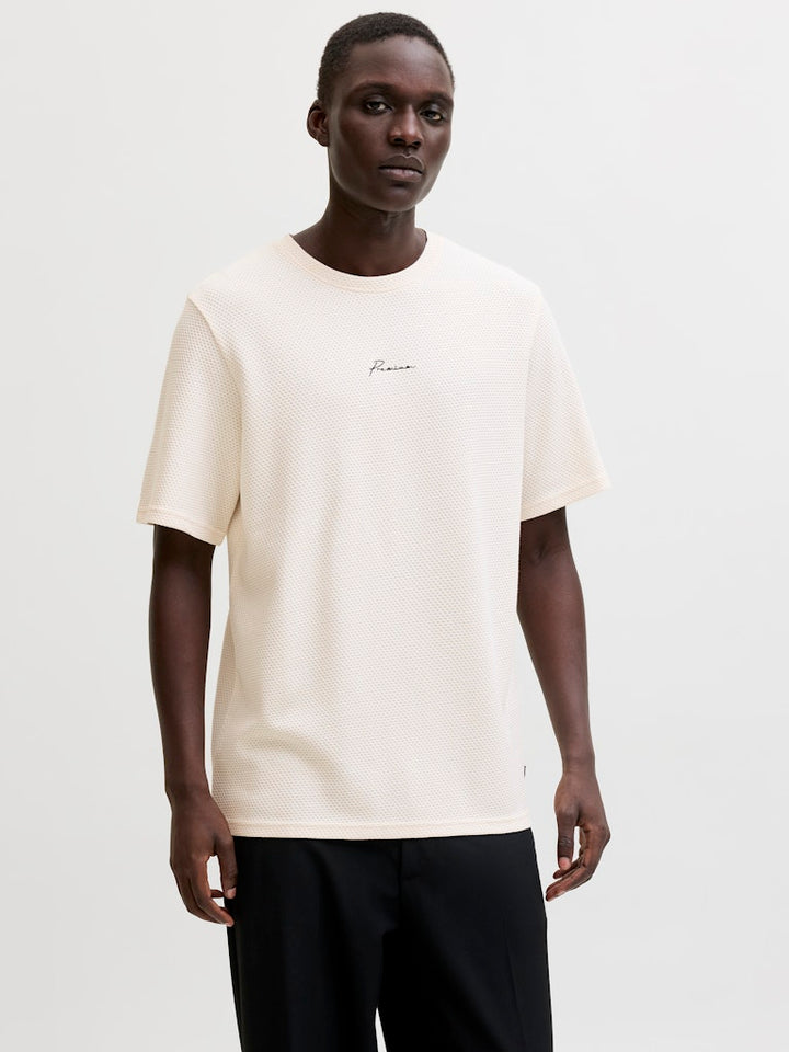 Jprblafranco Ss Tee Crew Neck Smu - Ecru
