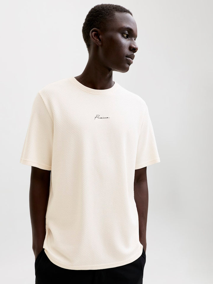 Jprblafranco Ss Tee Crew Neck Smu - Ecru