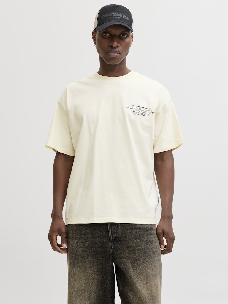 Jcodust Script Back Tee Ss Crew Neck - Ecru