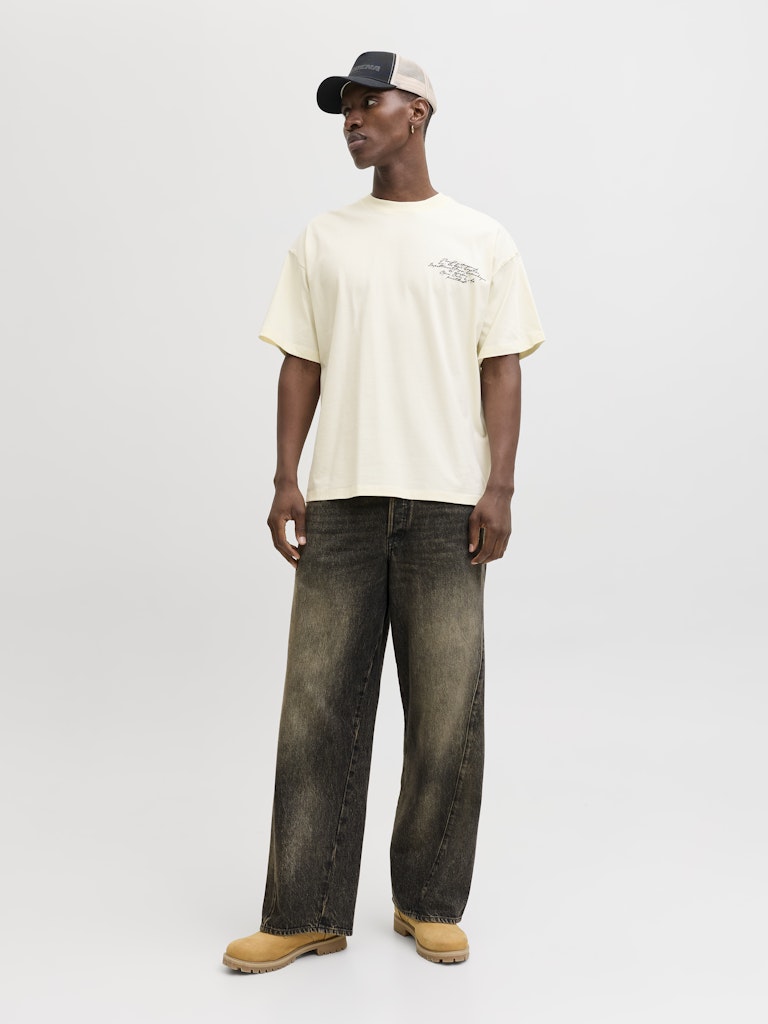 Jcodust Script Back Tee Ss Crew Neck - Ecru