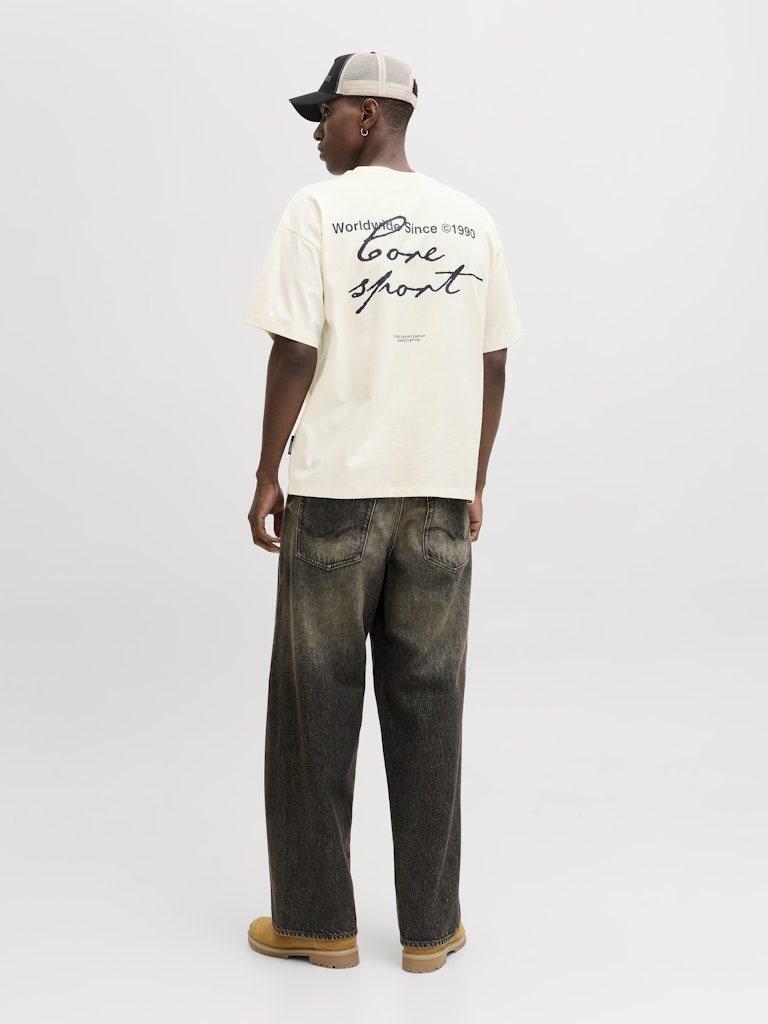 Jcodust Script Back Tee Ss Crew Neck - Ecru