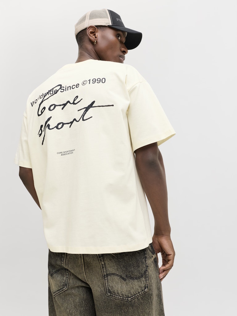 Jcodust Script Back Tee Ss Crew Neck - Ecru