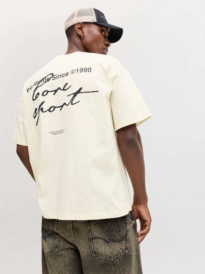 Jcodust Script Back Tee Ss Crew Neck - Ecru