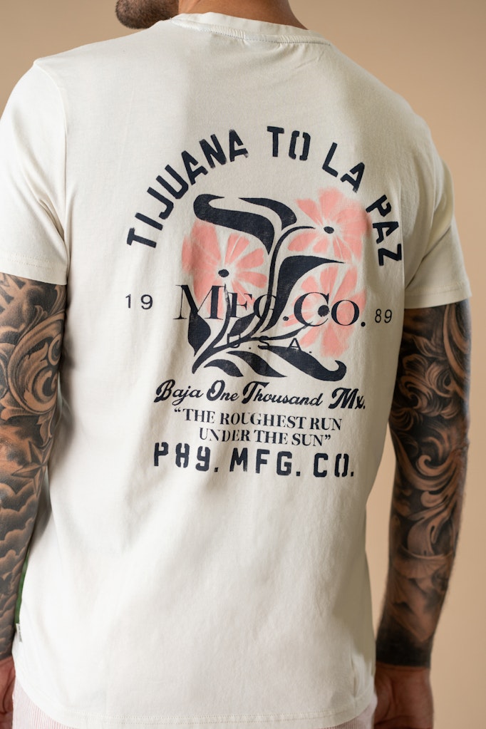 Men T-shirt Ss Classic Print - Ecru