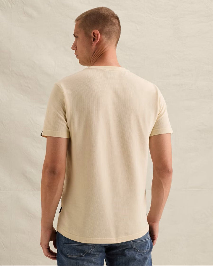 Short Sleeve R-neck Flat Waffle Je - Ecru