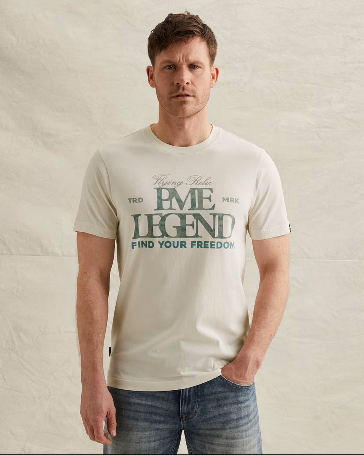 Short Sleeve R-neck Big Art Packag - Ecru