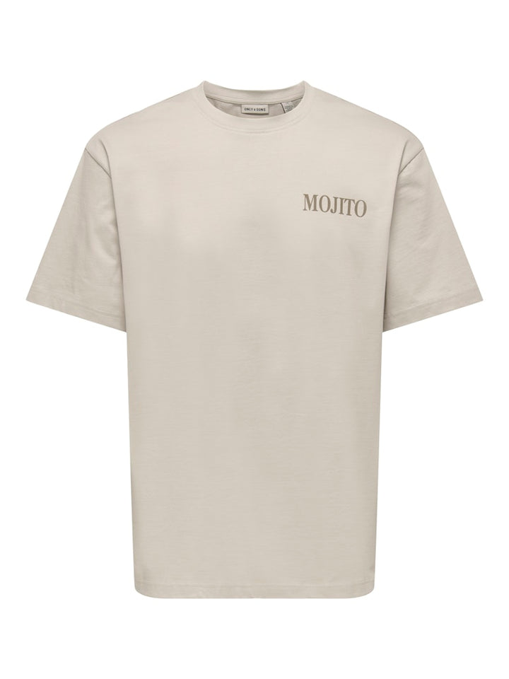 Onsfred Life Rlx Ss Print Tee Noos - Beige